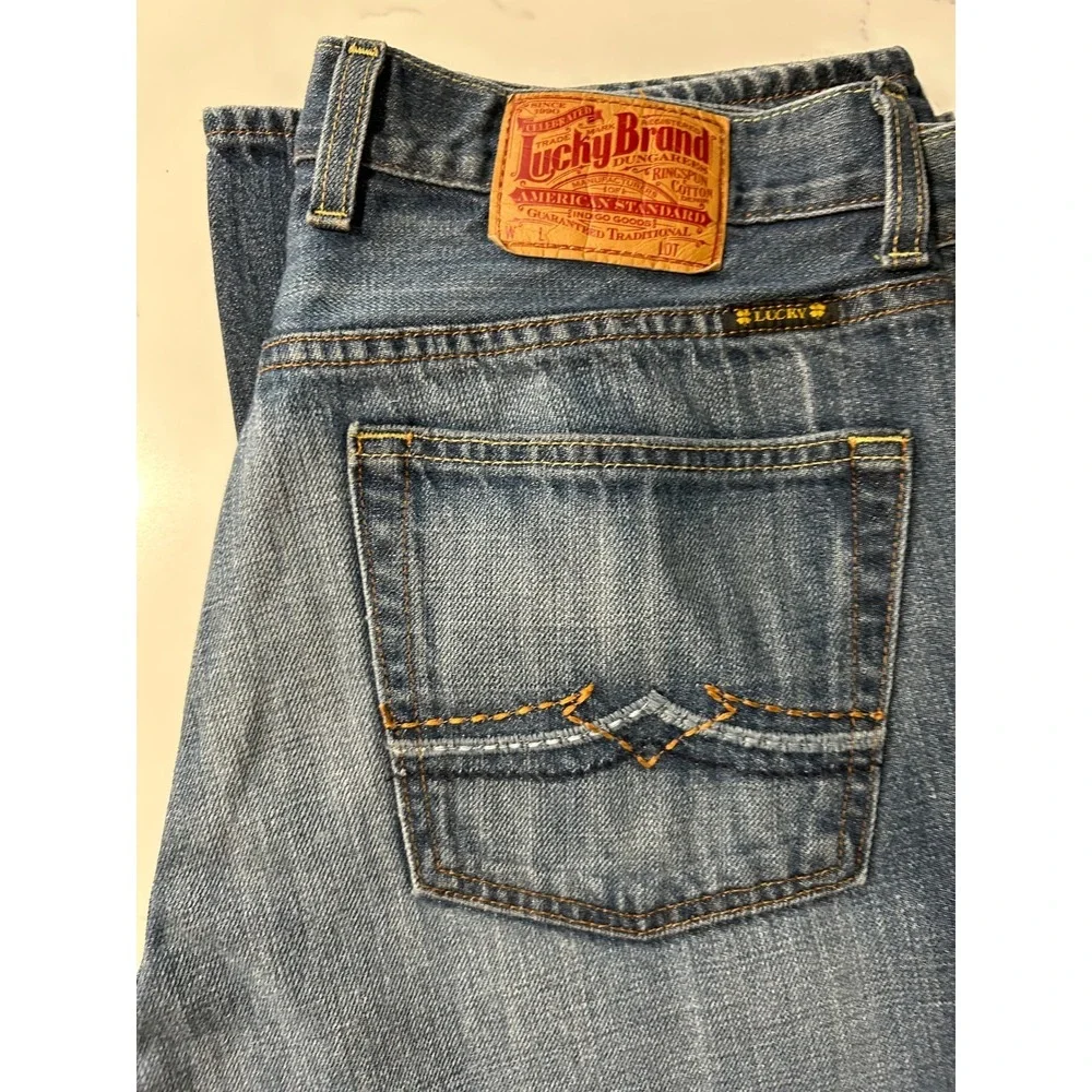 Lucky Brand‎ Taylor Straight Leg Jeans Mens 34x29 Blue Medium Wash Denim Vintage